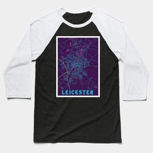 Leicester Neon City Map Baseball T-Shirt